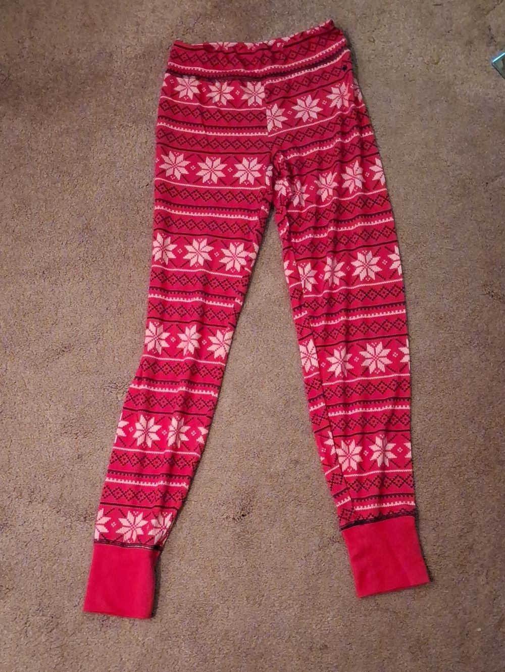Lucky Brand Red and White Snowflake Fair Isle Kids Pajama Bottoms